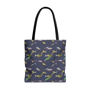 Fishing Lure Fish Print Canvas Tote Bag Reusable Shopping Bag - Saiko Studio