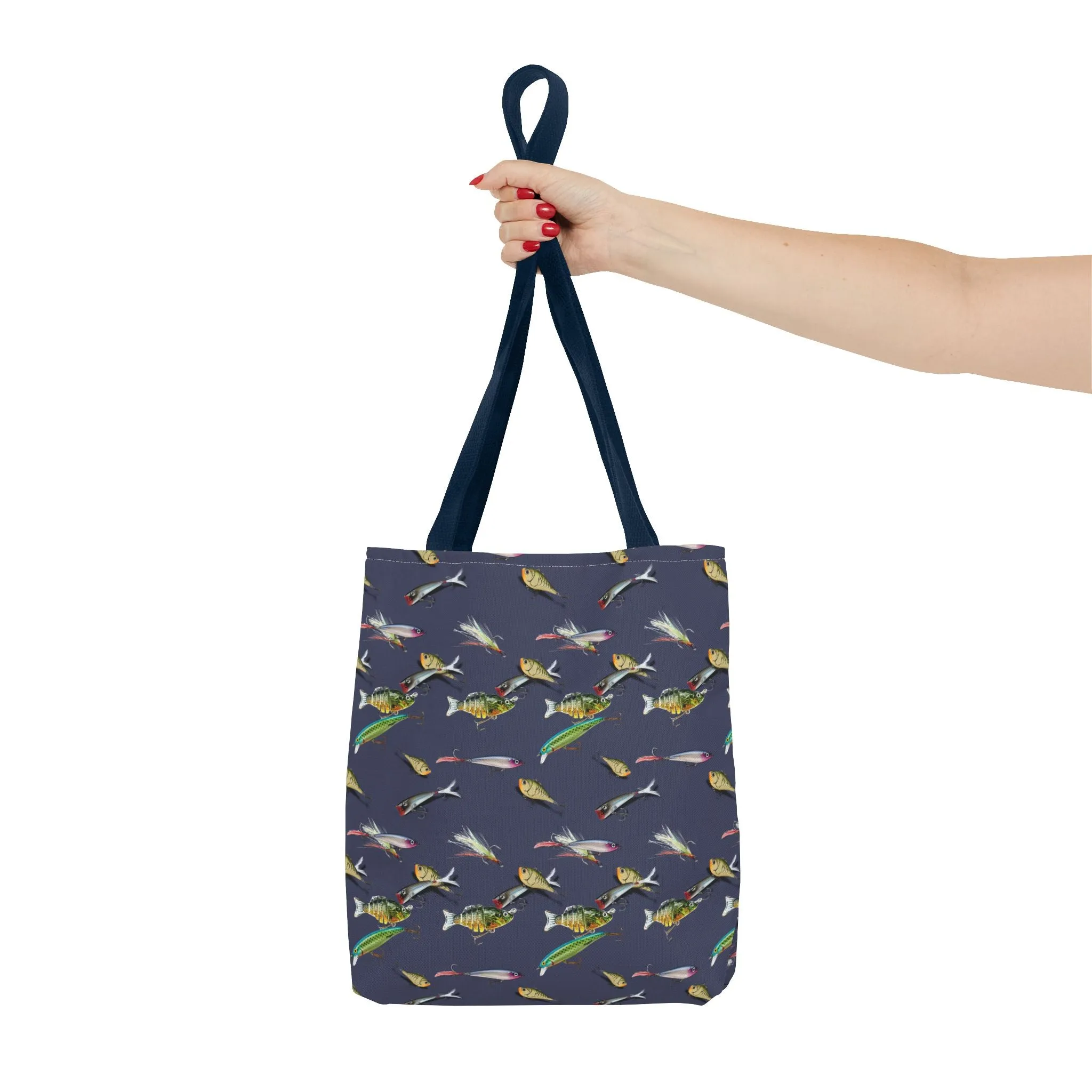 Fishing Lure Fish Print Canvas Tote Bag Reusable Shopping Bag - Saiko Studio