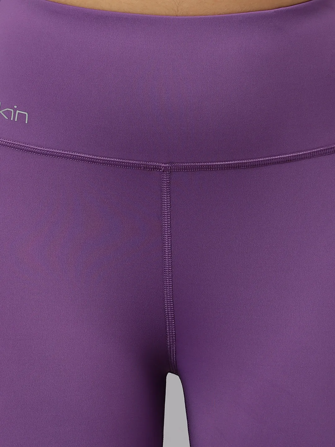 Fitkin Women's Purple Colourblock High Waist Yoga Tights