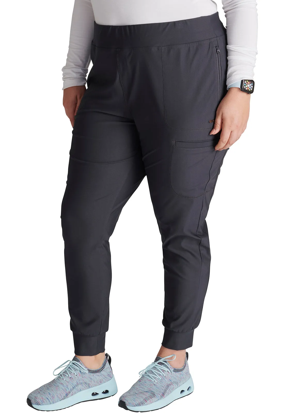 Form CK092 Mid Rise Tapered Leg Drawstring Pants Pewter