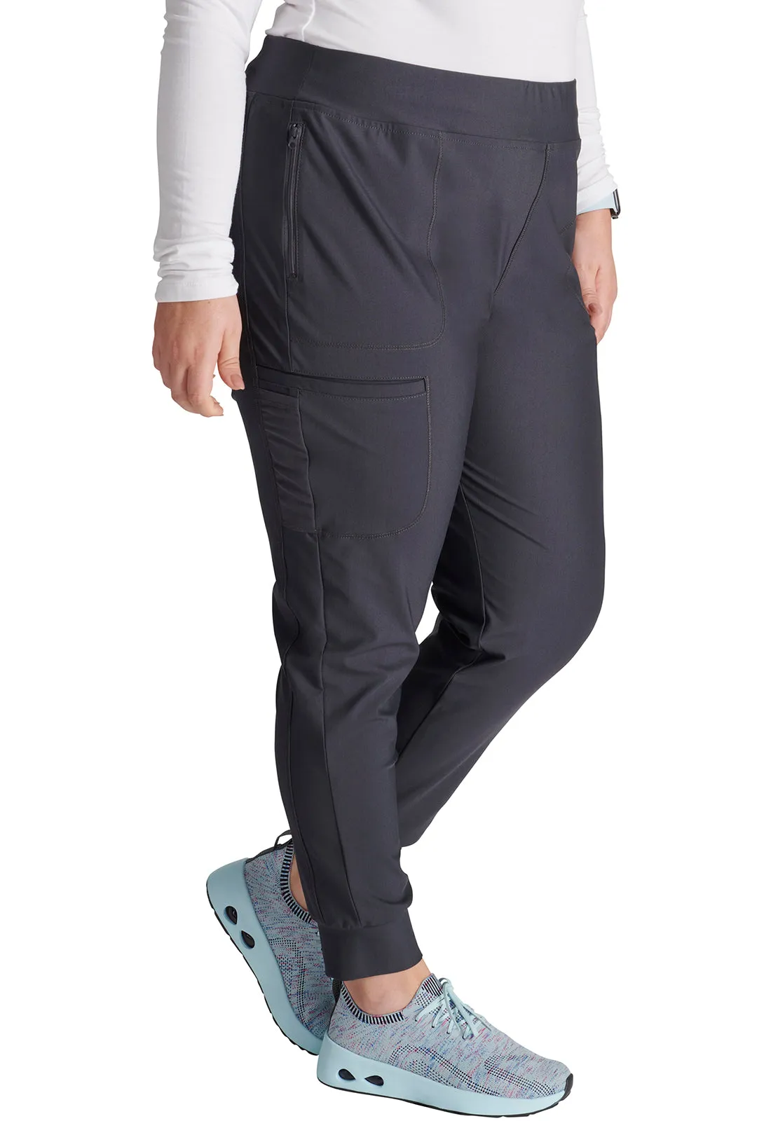 Form CK092 Mid Rise Tapered Leg Drawstring Pants Pewter