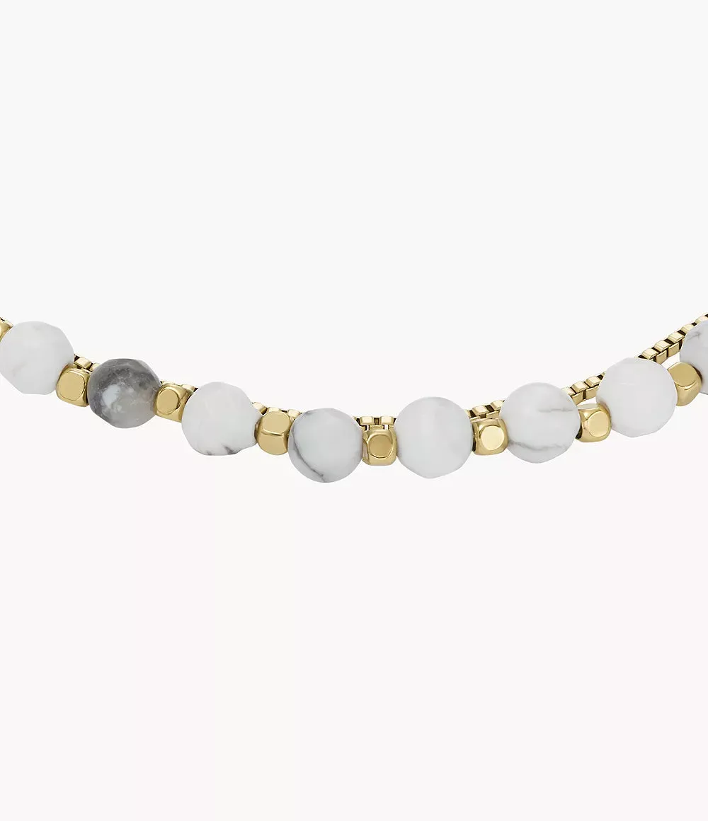 Fossil All Stacked Up Howlite Chain Beaded Bracelet