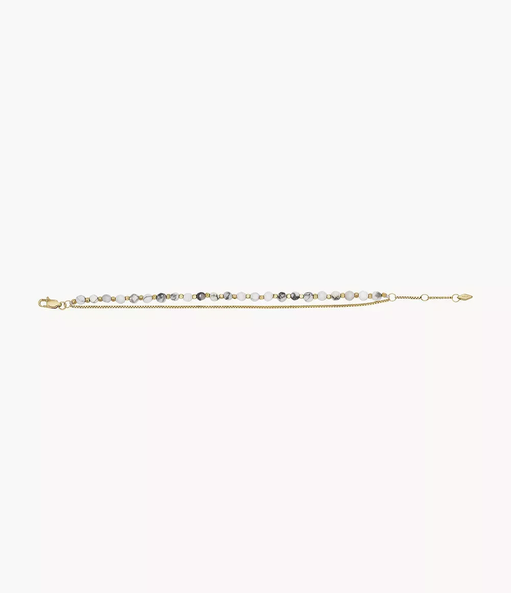 Fossil All Stacked Up Howlite Chain Beaded Bracelet