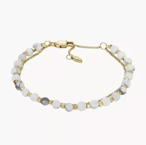 Fossil All Stacked Up Howlite Chain Beaded Bracelet
