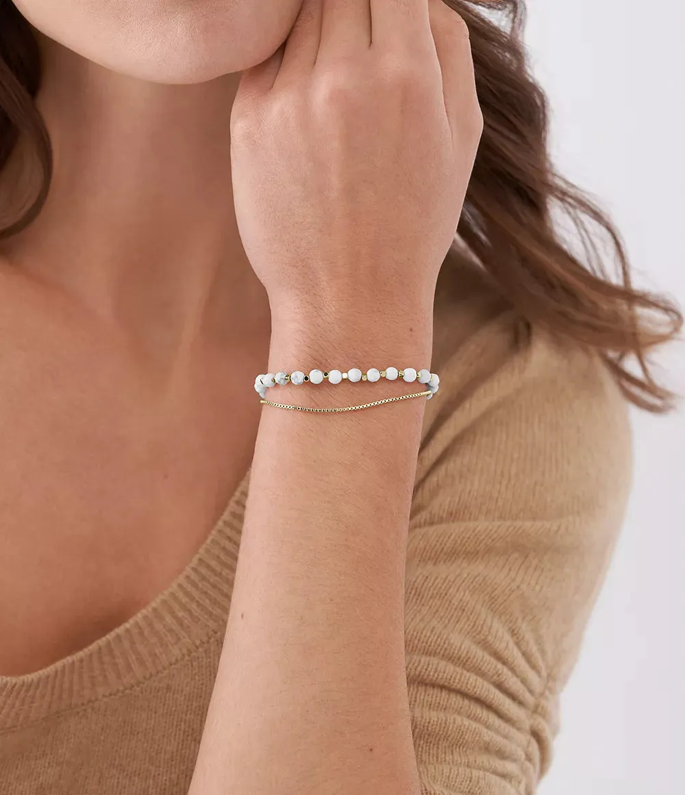 Fossil All Stacked Up Howlite Chain Beaded Bracelet