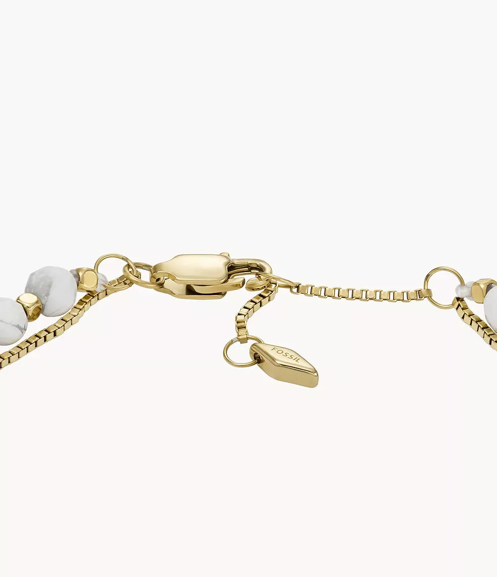 Fossil All Stacked Up Howlite Chain Beaded Bracelet