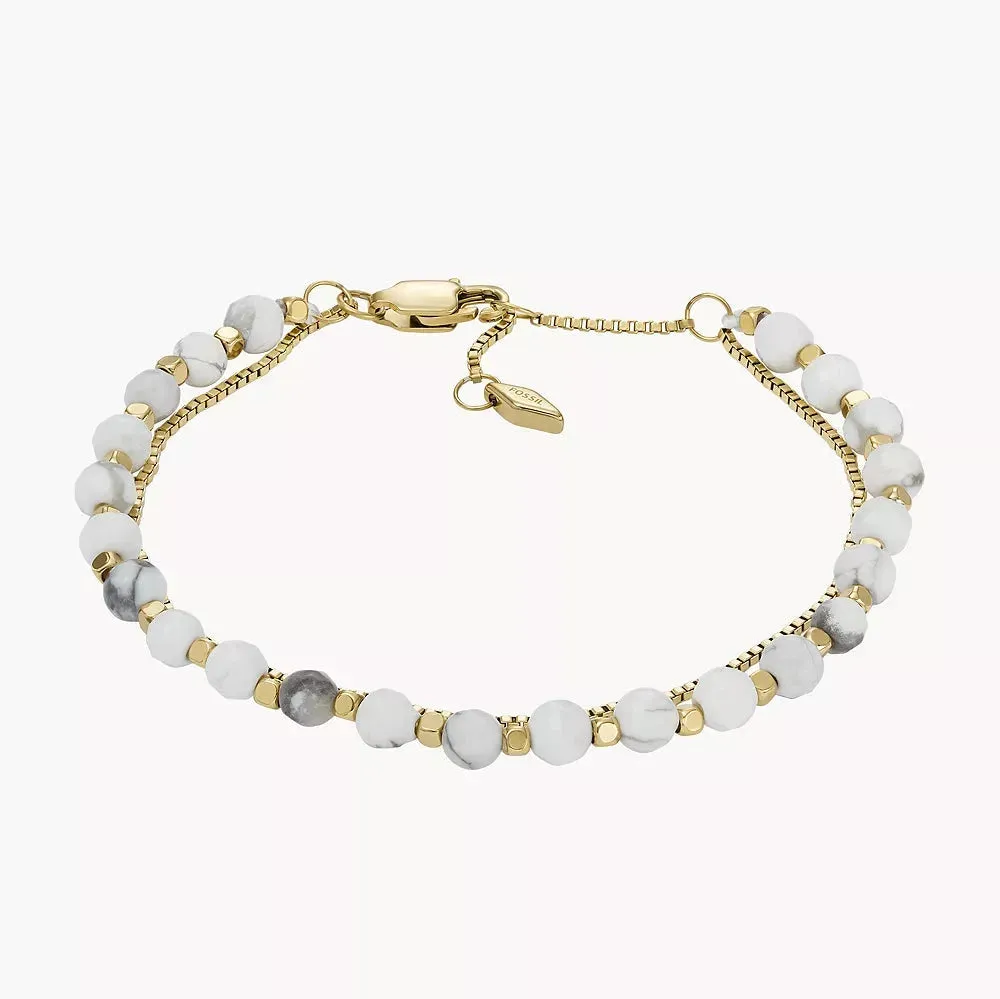 Fossil All Stacked Up Howlite Chain Beaded Bracelet