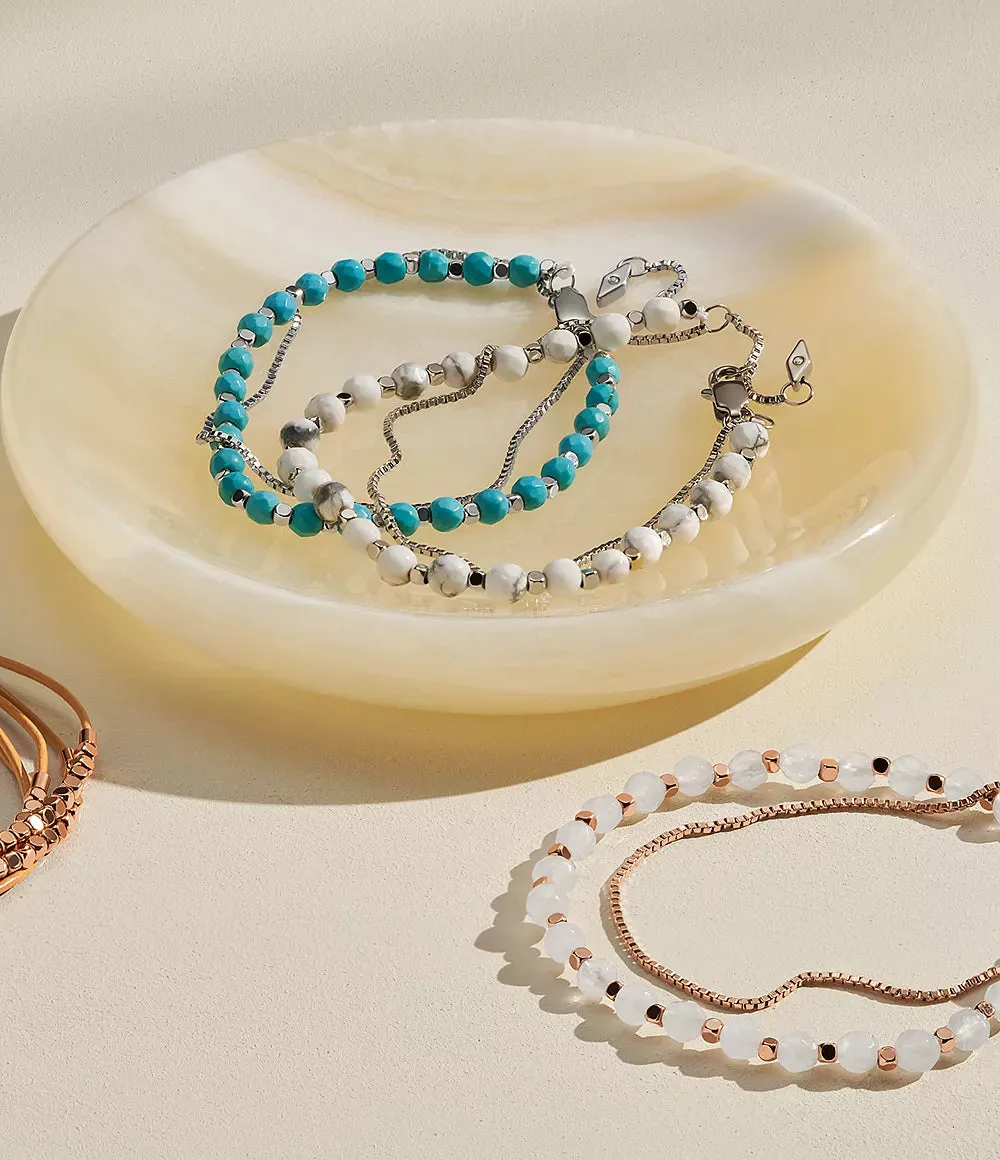 Fossil All Stacked Up Howlite Chain Beaded Bracelet
