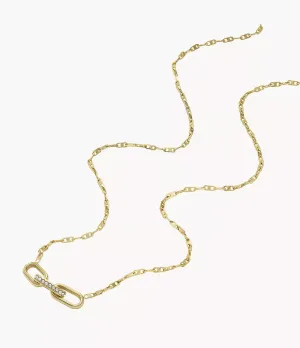 Fossil Heritage D-Link Gold-Tone Stainless Steel Chain Necklace