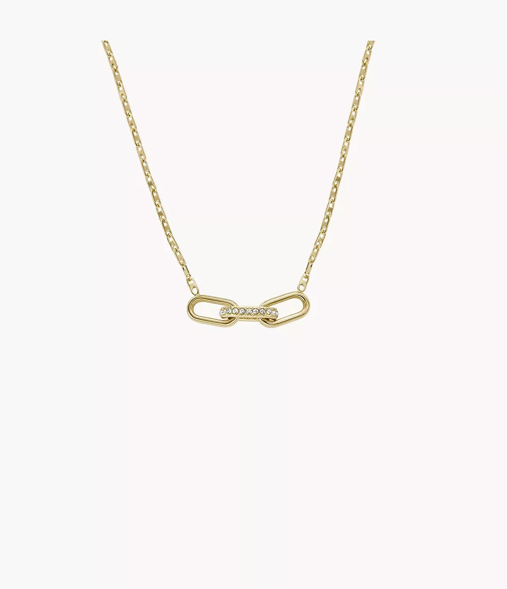 Fossil Heritage D-Link Gold-Tone Stainless Steel Chain Necklace