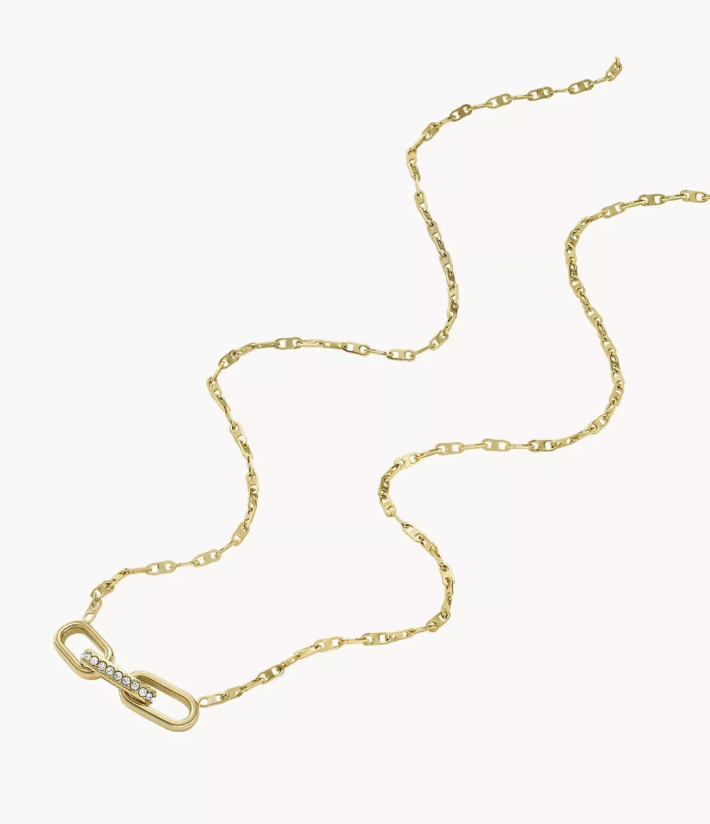 Fossil Heritage D-Link Gold-Tone Stainless Steel Chain Necklace