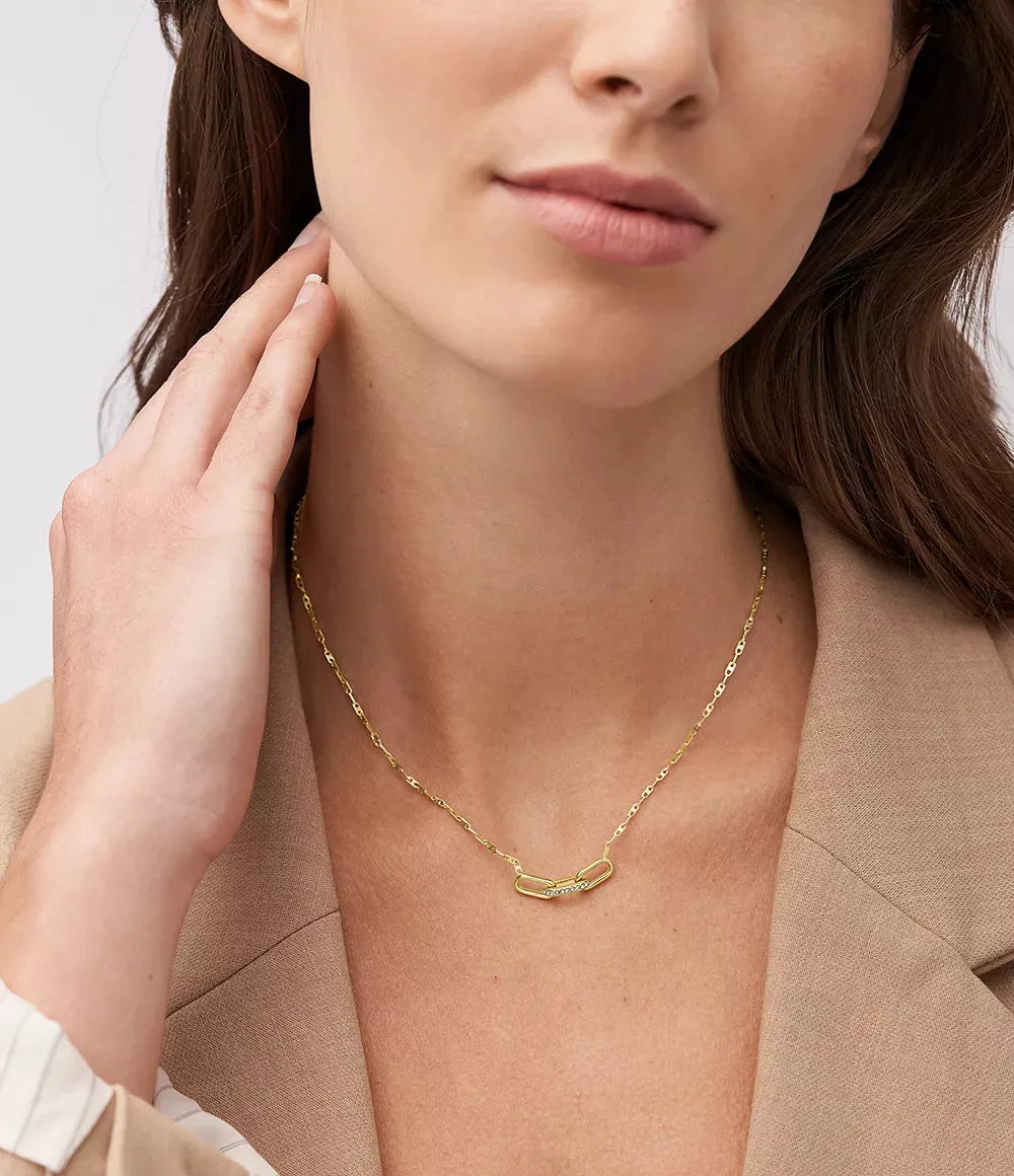 Fossil Heritage D-Link Gold-Tone Stainless Steel Chain Necklace