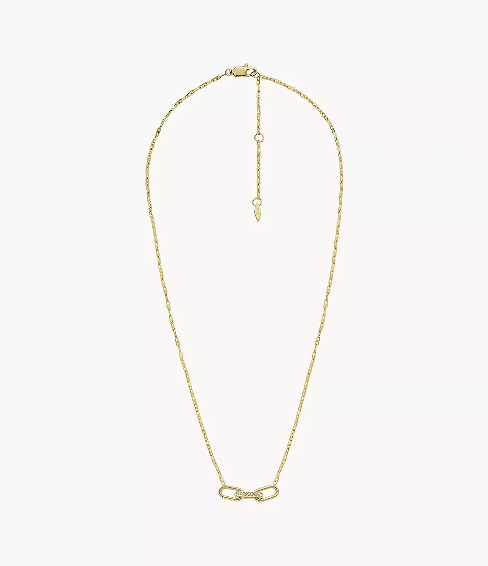 Fossil Heritage D-Link Gold-Tone Stainless Steel Chain Necklace