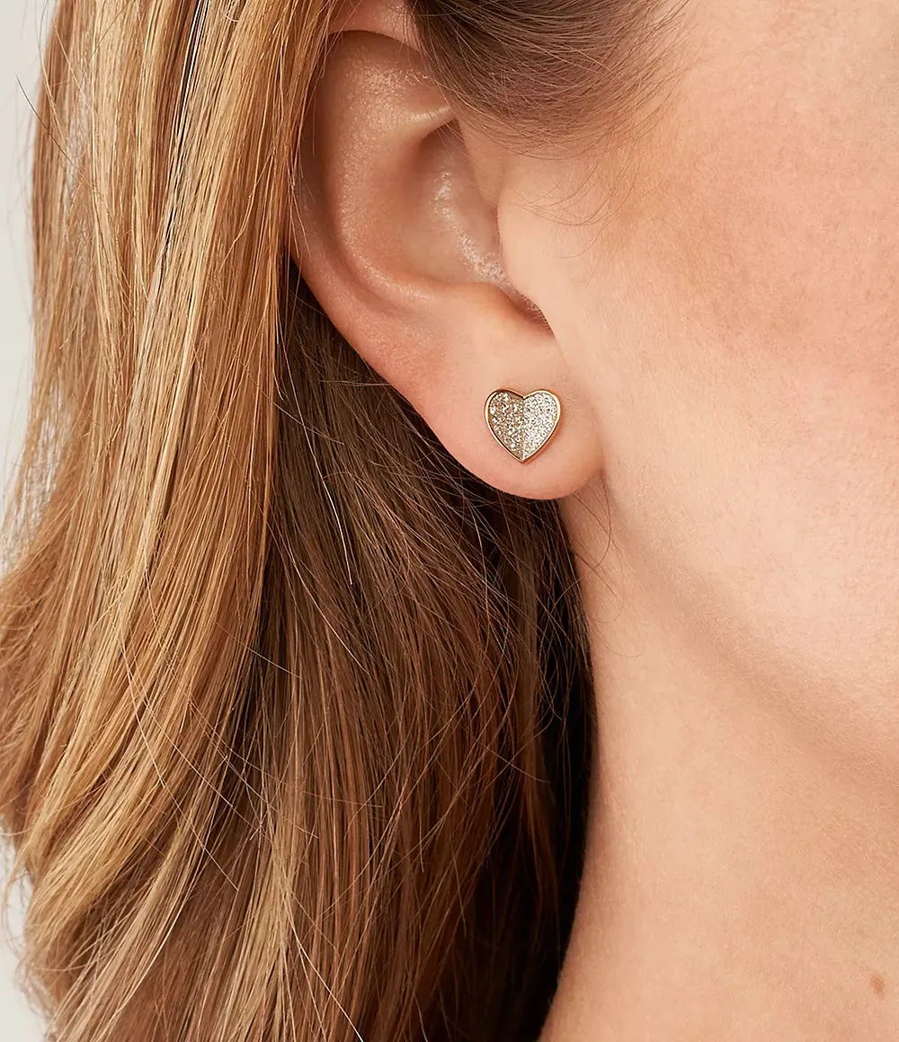 Fossil Sadie Flutter Hearts Rose Gold-Tone Stainless Steel Stud Earrings
