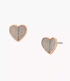 Fossil Sadie Flutter Hearts Rose Gold-Tone Stainless Steel Stud Earrings