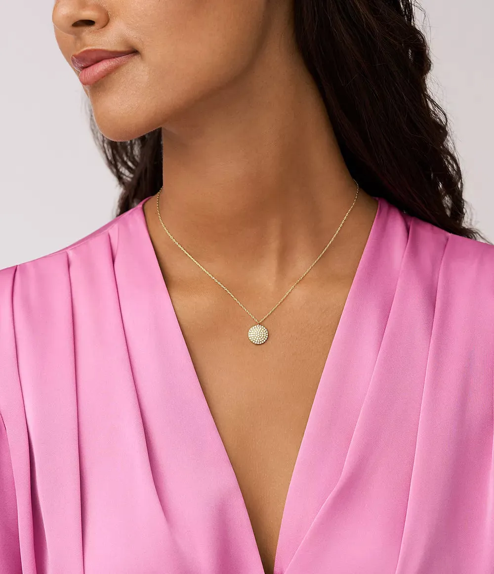 Fossil Sadie Glitz Disc Yellow Gold-Tone Stainless Steel Chain Necklace
