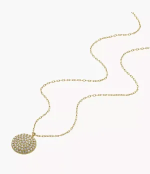 Fossil Sadie Glitz Disc Yellow Gold-Tone Stainless Steel Chain Necklace