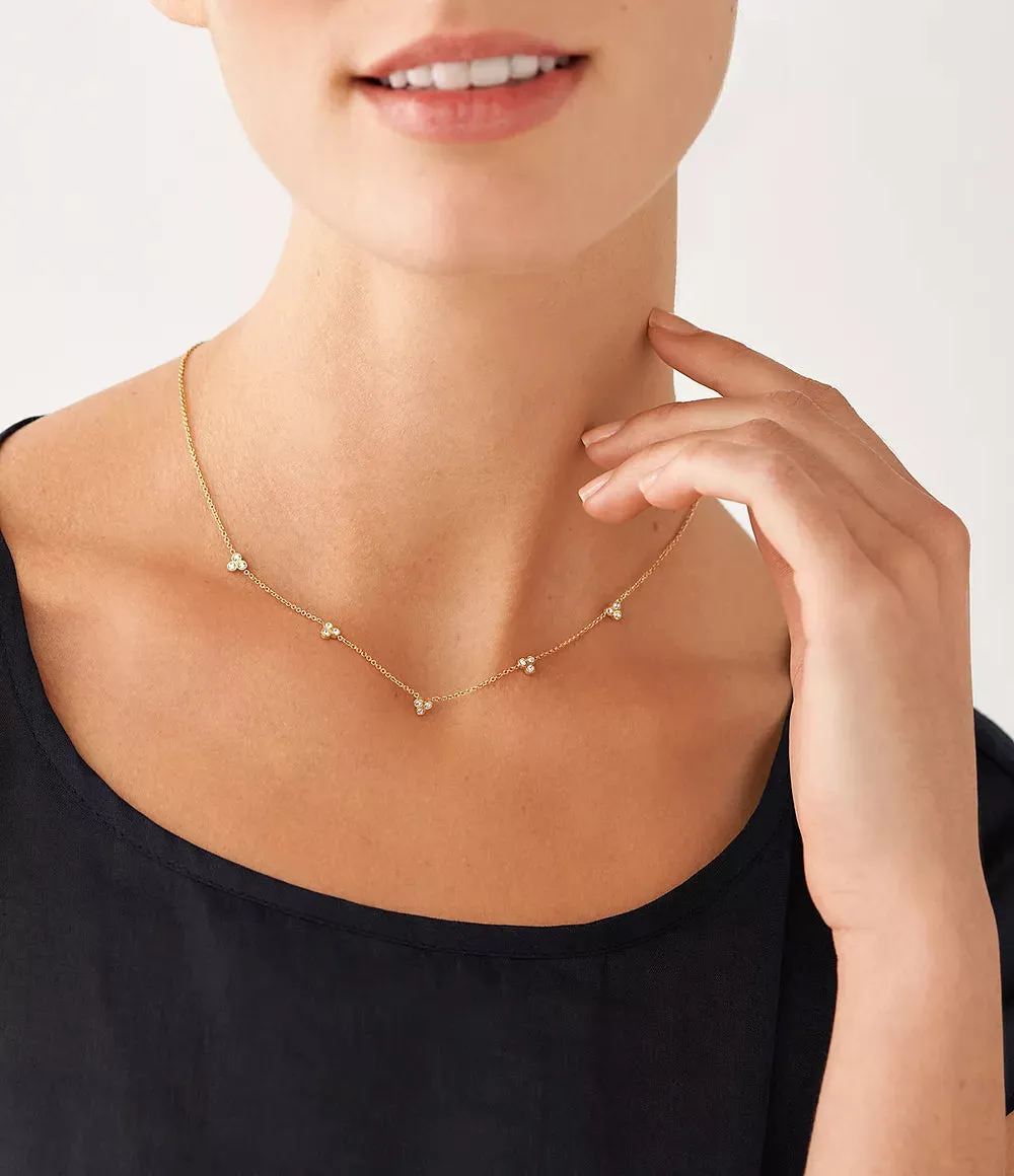 Fossil Sadie Trio Glitz Gold-Tone Stainless Steel Station Necklace