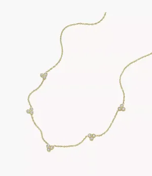 Fossil Sadie Trio Glitz Gold-Tone Stainless Steel Station Necklace