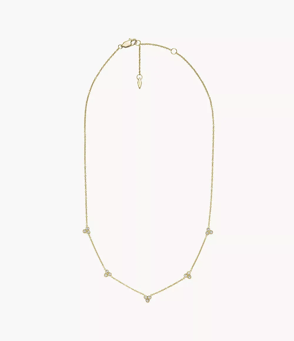 Fossil Sadie Trio Glitz Gold-Tone Stainless Steel Station Necklace