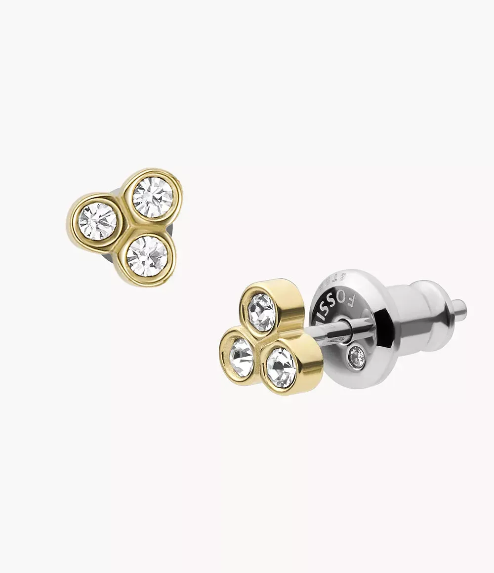 Fossil Sadie Trio Glitz Gold-Tone Stainless Steel Stud Earrings