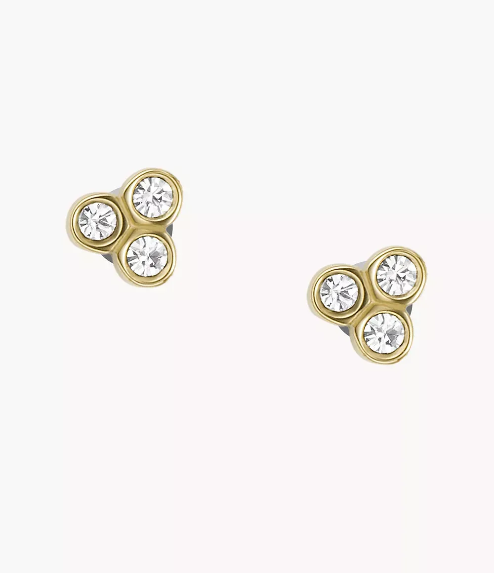 Fossil Sadie Trio Glitz Gold-Tone Stainless Steel Stud Earrings