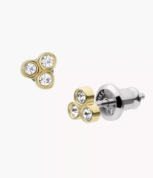Fossil Sadie Trio Glitz Gold-Tone Stainless Steel Stud Earrings
