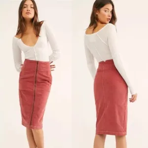 FREE PEOPLE I WANT ALL CORD MIDI SKIRT 28