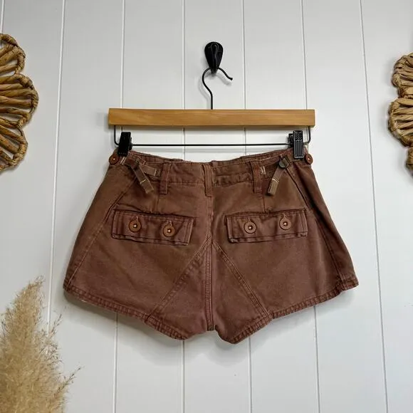 Free People shorts micro cotton cargo military utility 12 low-rise summer spring