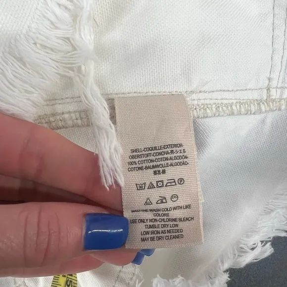 Free People White Cargo Distressed Mini Skirt With Pockets Raw Hem Size 27