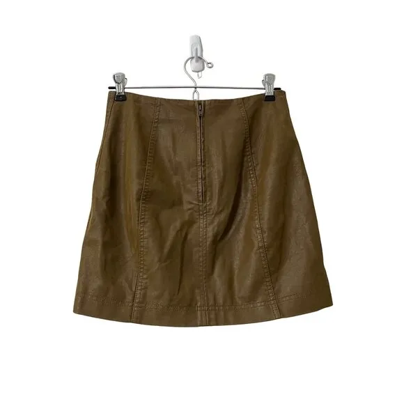 Free People Womens Tobacco Green Modern Femme Vegan Suede Mini Skirt Size 0