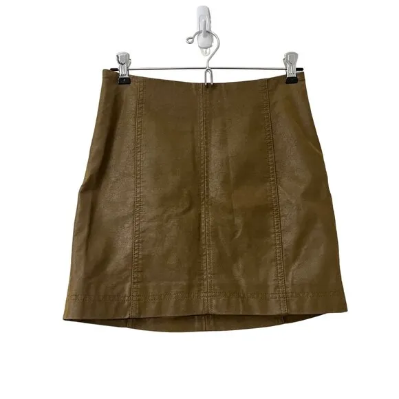 Free People Womens Tobacco Green Modern Femme Vegan Suede Mini Skirt Size 0