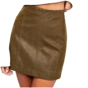 Free People Womens Tobacco Green Modern Femme Vegan Suede Mini Skirt Size 0