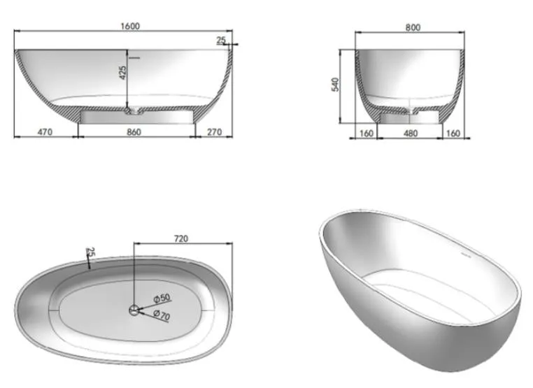 Free Standing Transparent Modern Style Bathtub