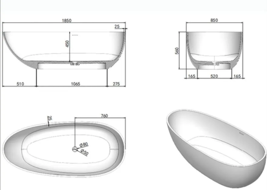 Free Standing Transparent Modern Style Bathtub