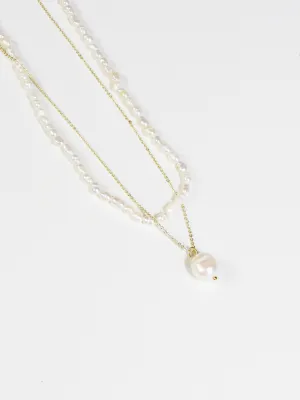 Freshwater Pearl Beads Gold Layer Necklace
