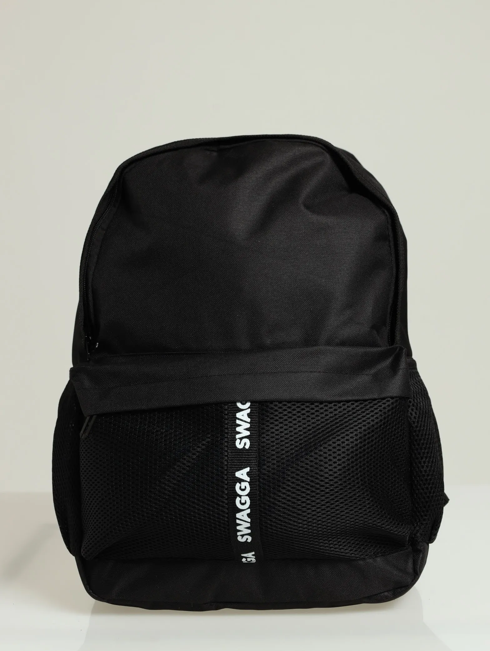 Front Mesh Pocket Backpack - Black