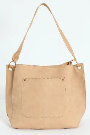 Front Pocket Shoulder Bag - Nude