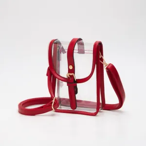 Game Day Clear Buckle Strap Mini Crossbody Bag: Red