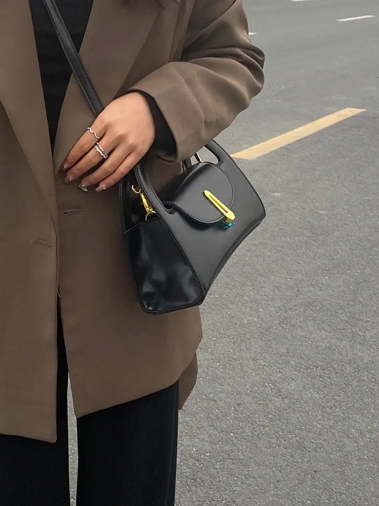 Georgia Black Pu Leather Handbag