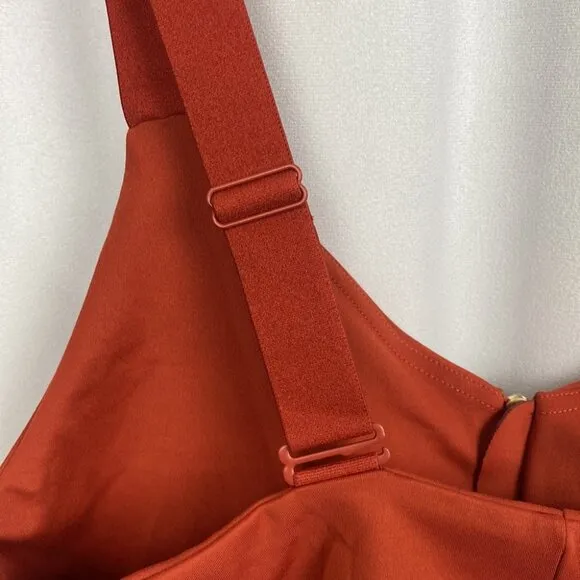 Girlfriend Collective Paloma Zip-Front Bra | Rust Orange Sports Bra - Size XL