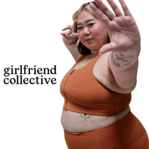 Girlfriend Collective Paloma Zip-Front Bra | Rust Orange Sports Bra - Size XL