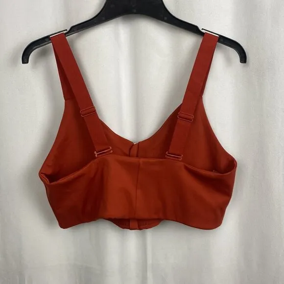 Girlfriend Collective Paloma Zip-Front Bra | Rust Orange Sports Bra - Size XL