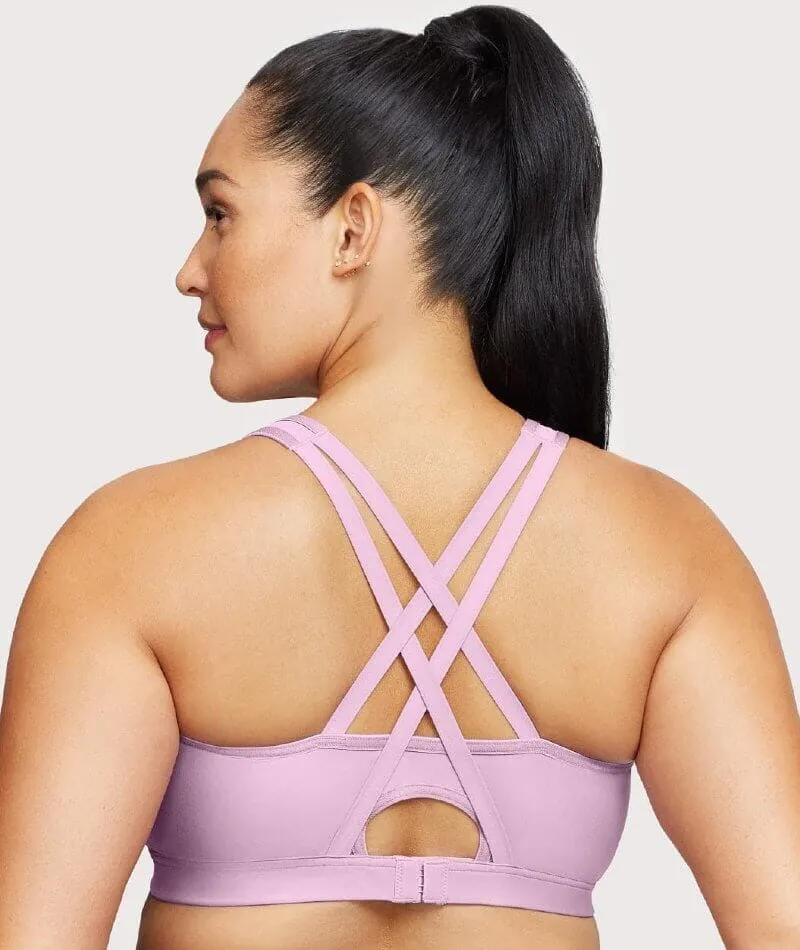 Glamorise Zip Up Front-Closure Wire-Free Sports Bra - Lavender