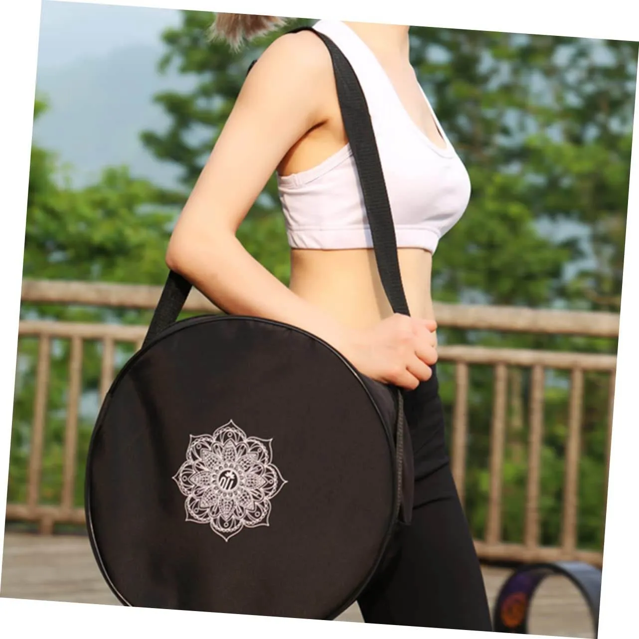 Gogogmee Large Capacity Yoga Block Storage Carrier Bag Sling for Yoga Mats and Accessories Versatile Organizer for Back Roller and Sports Gear