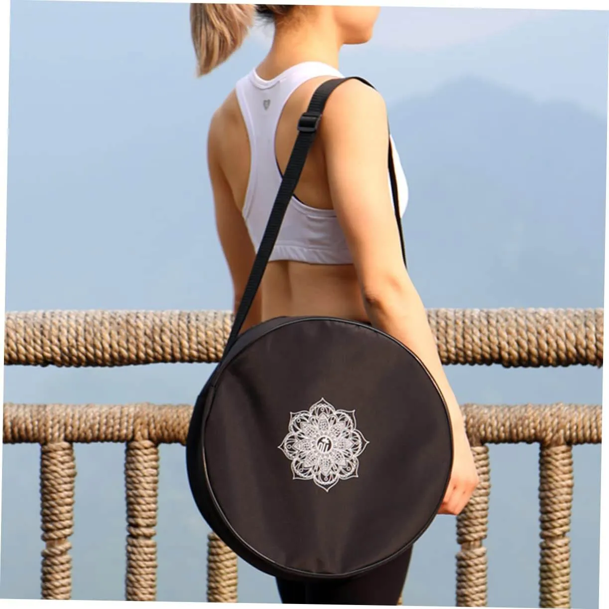 Gogogmee Large Capacity Yoga Block Storage Carrier Bag Sling for Yoga Mats and Accessories Versatile Organizer for Back Roller and Sports Gear