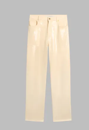 Golden Goose Ecru pants with transparent all-over sequins