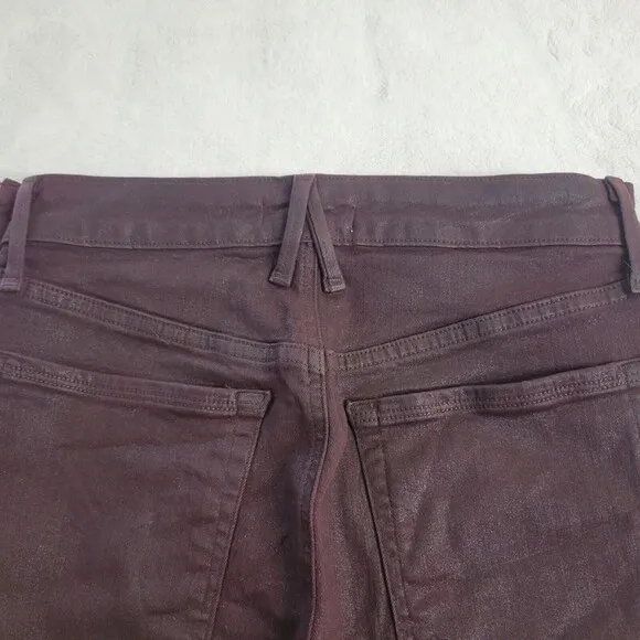 Good American The Waxed Coated Stretch Denim Bordeaux Mini Skirt women's S 4/27