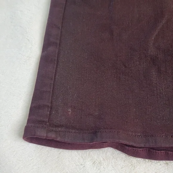 Good American The Waxed Coated Stretch Denim Bordeaux Mini Skirt women's S 4/27