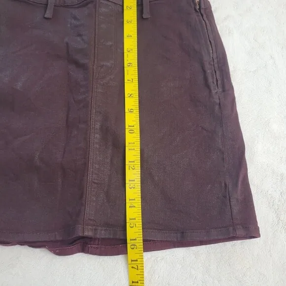 Good American The Waxed Coated Stretch Denim Bordeaux Mini Skirt women's S 4/27